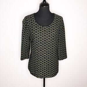 Gerry Weber black lime green geometric‎ knit top